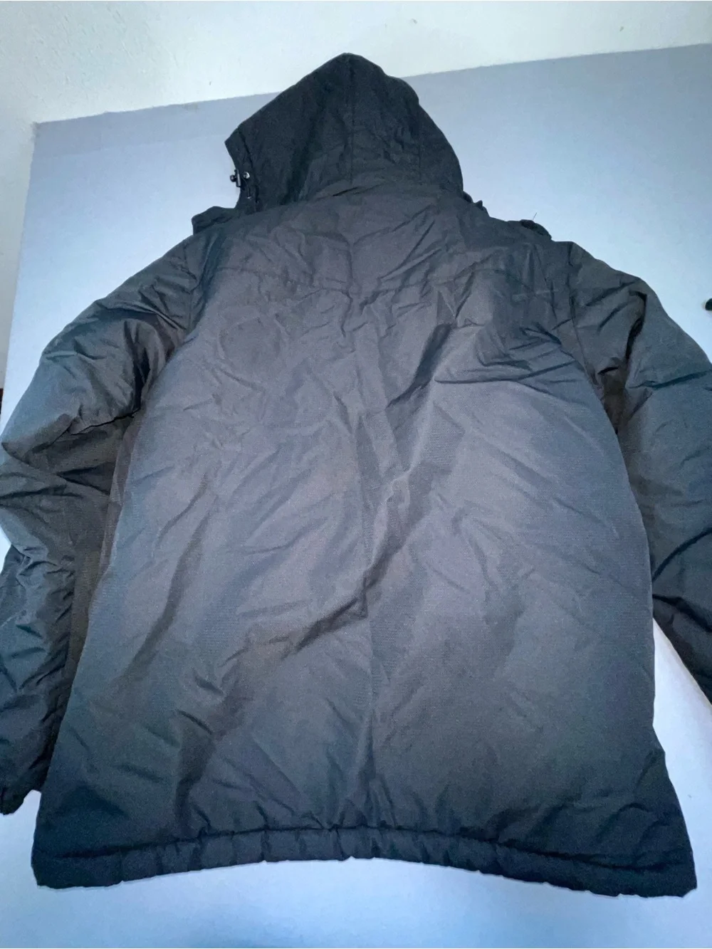 Outdoor Jacket Men's Black Hooded Full Zip Fleece Lined Water-Resistant SizM 186